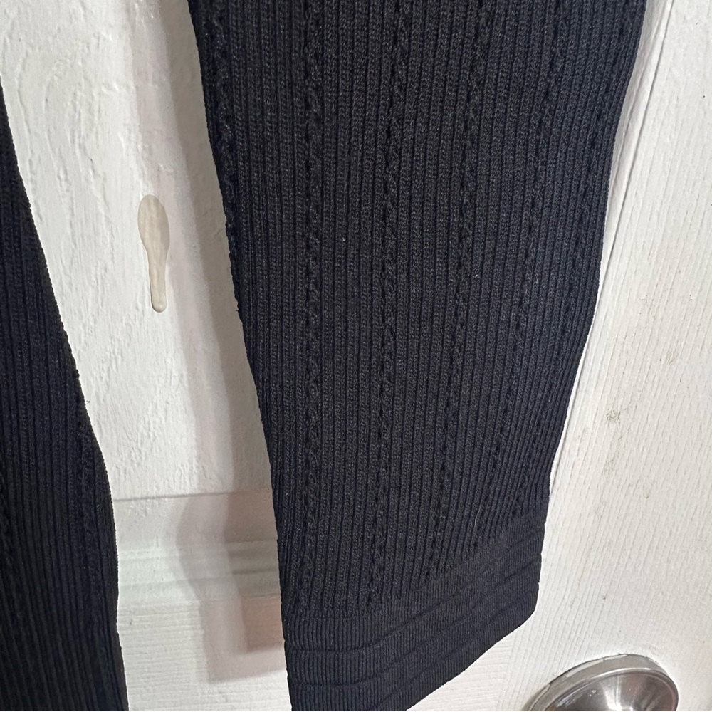 Zara Black Ribbed Knit Mini Dress Gold Button Front Size Medium - Picture 5 of 9